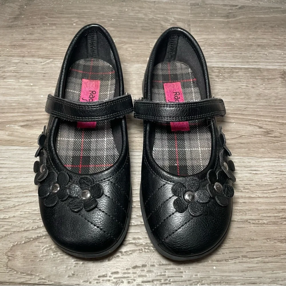 Rachel Shoes‎ Taelynn Mary Jane Kids 12M Black Floral Dress Flats